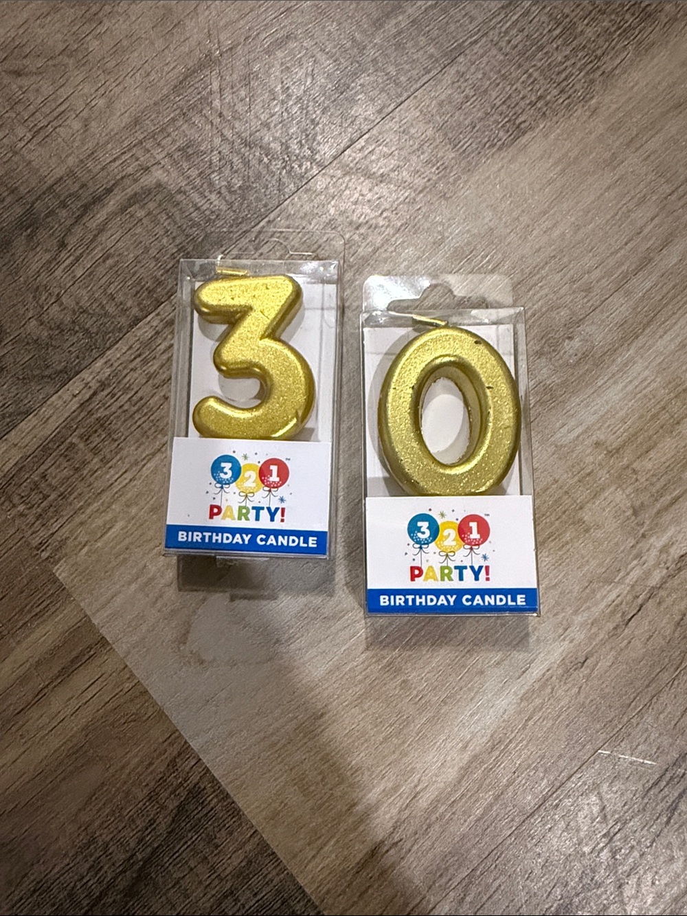 3 & 0 Gold Birthday Number Candles - Brand